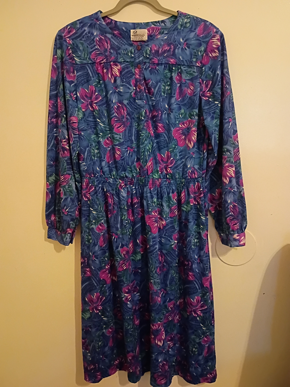 VTG Women’s Floral‎ Midi Dress in Blue and Pink Sz 14
